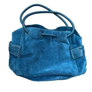 Cole Haan Teal Turquoise Blue Suede Leather Bag